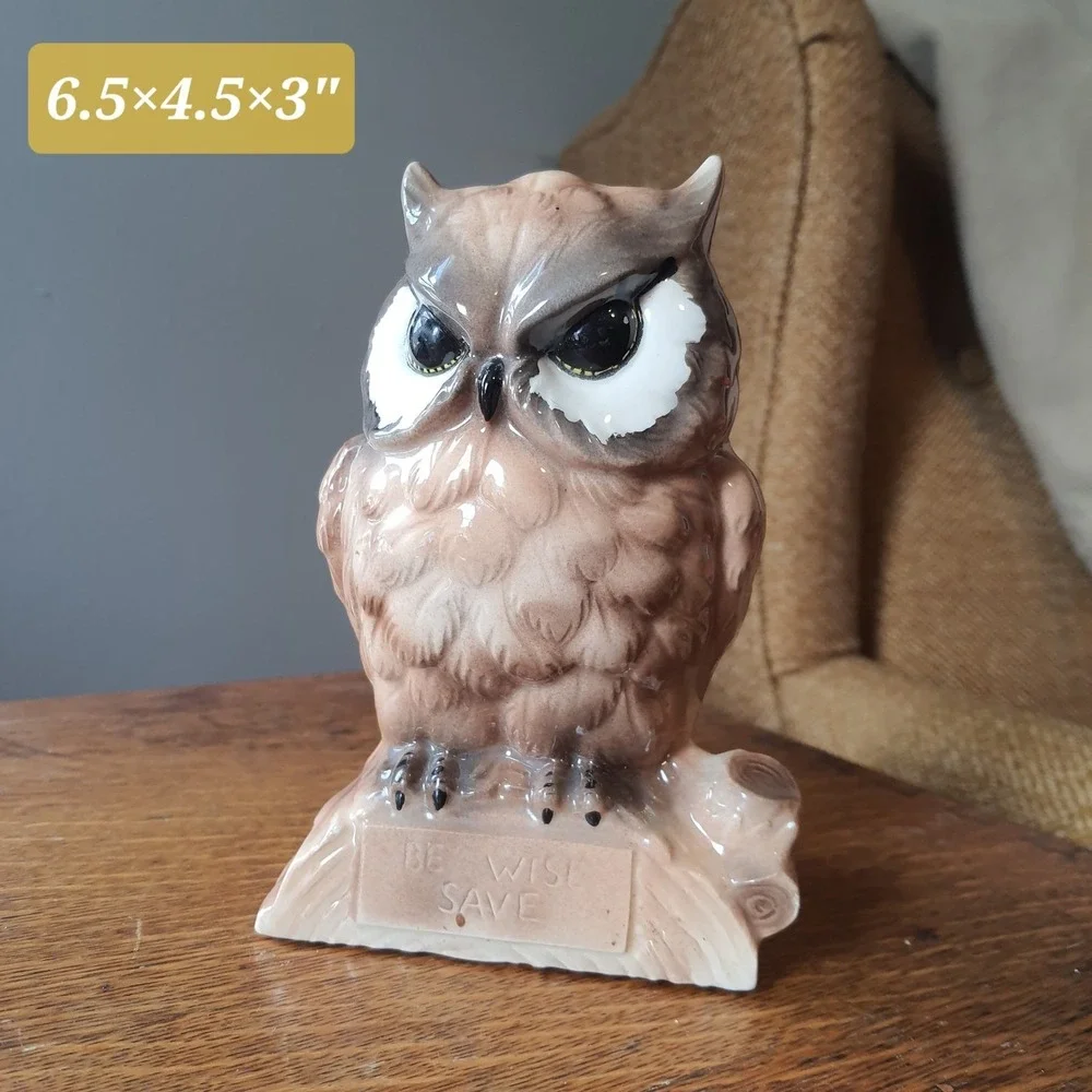 VINTAGE CERAMIC BROWN HORNED OWL 6.5